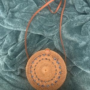 boho wicker round bag